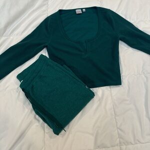 Aritzia Teal Track Pants & Top Set